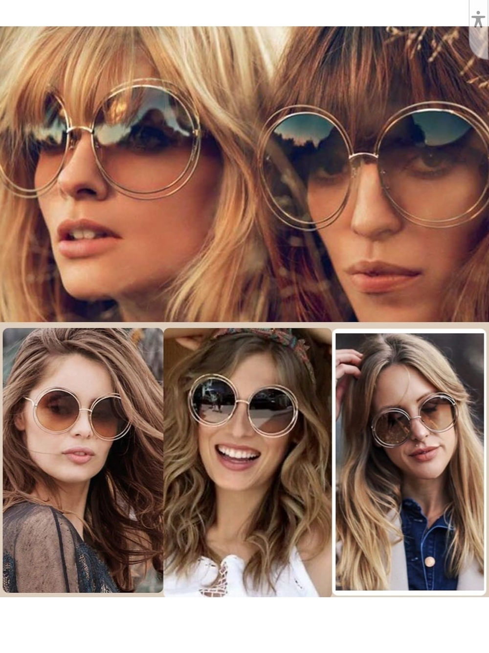 Chloe Oversized Round Sunglasses — Gold Frames with Brown Gradient Lenses